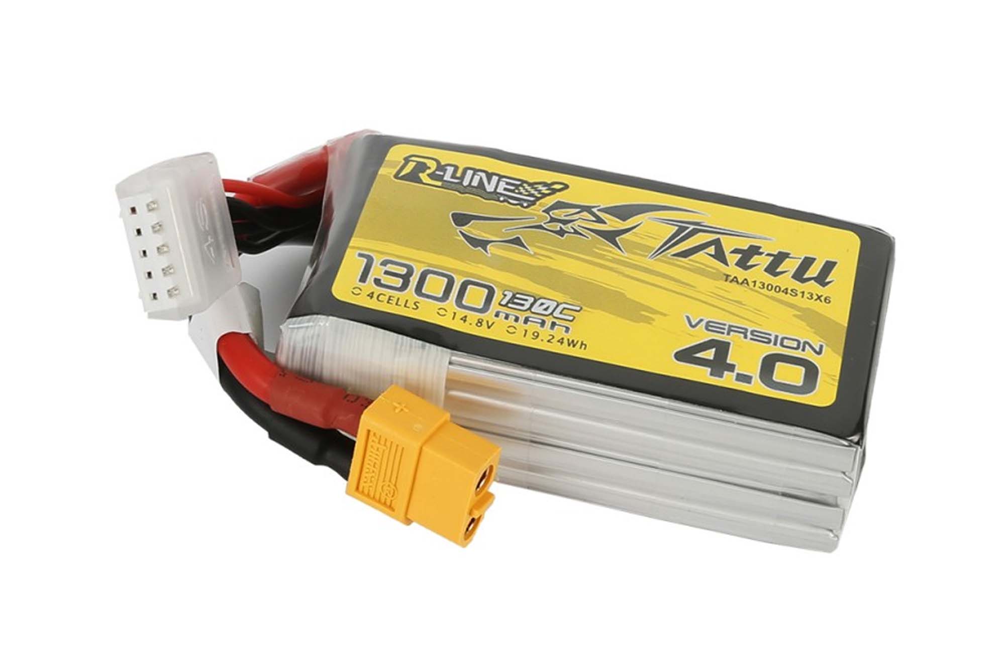 Gensace Tattu R-Line Version 4.0 1300mAh 14.8V 130C 4S1P Lipo with XT60 - BAT-GA-01-04